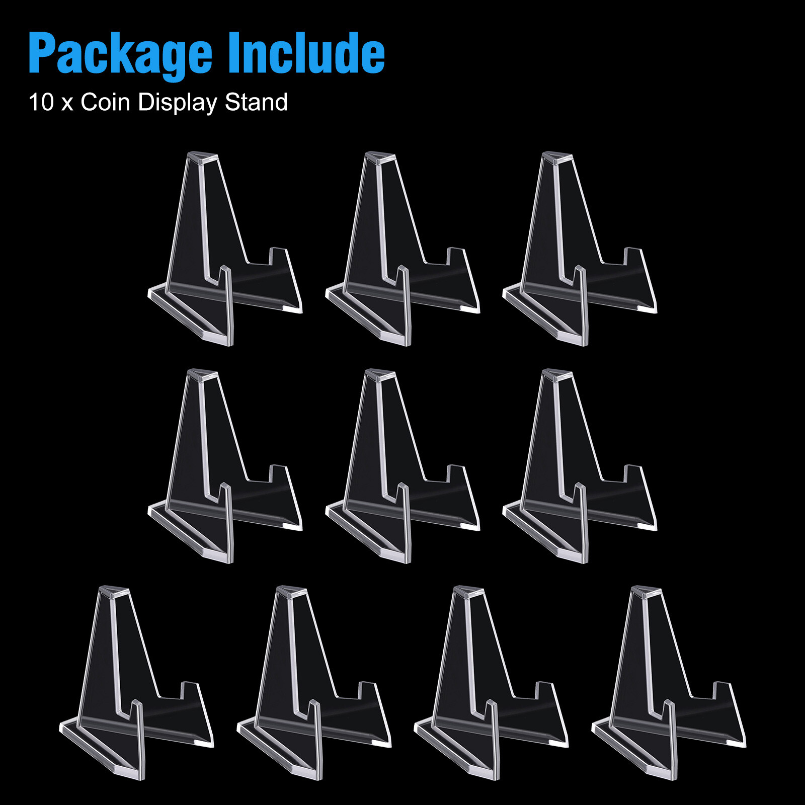 20X Coin Display Stands Paper Trading Card Easel Small Size Holder Clear Plastic