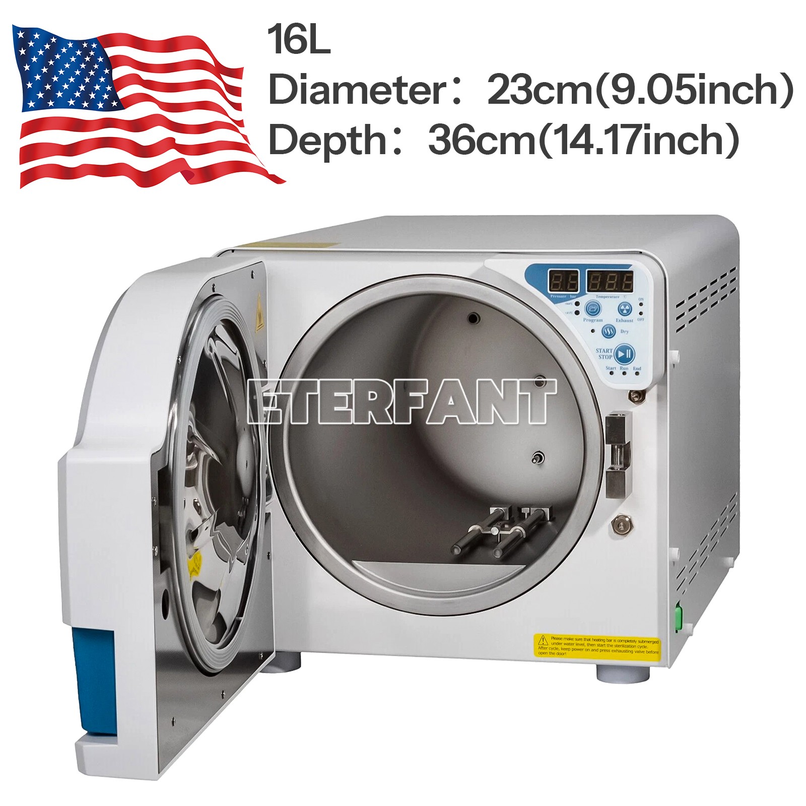 16L Class N Dental Medical Autoclave Steam Sterilizer Drying Function JCH-16 USA