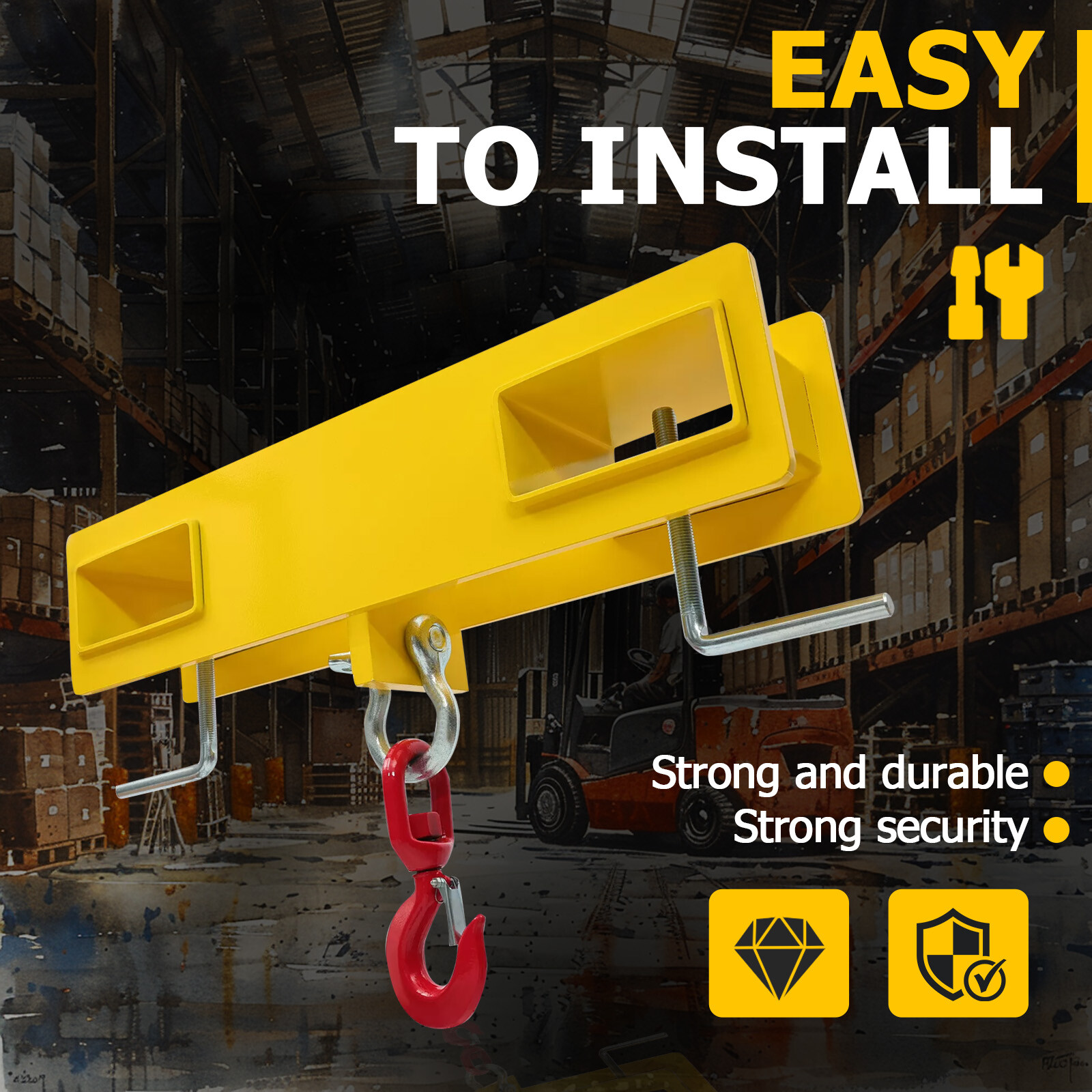 Forklift Lifting Hook Attachment Mobile Forklift Crane with Swivel Hook 4800lbs
