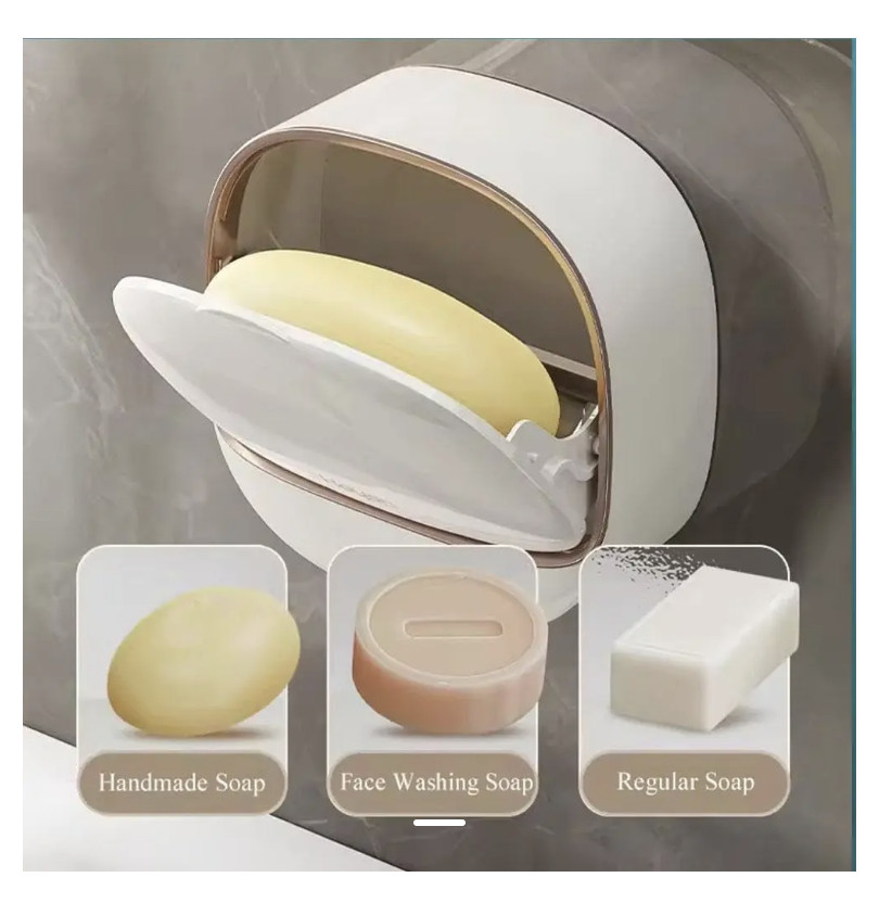 Soap Dish with Drainage Box, Wall Mounted Soap Holder for Shower