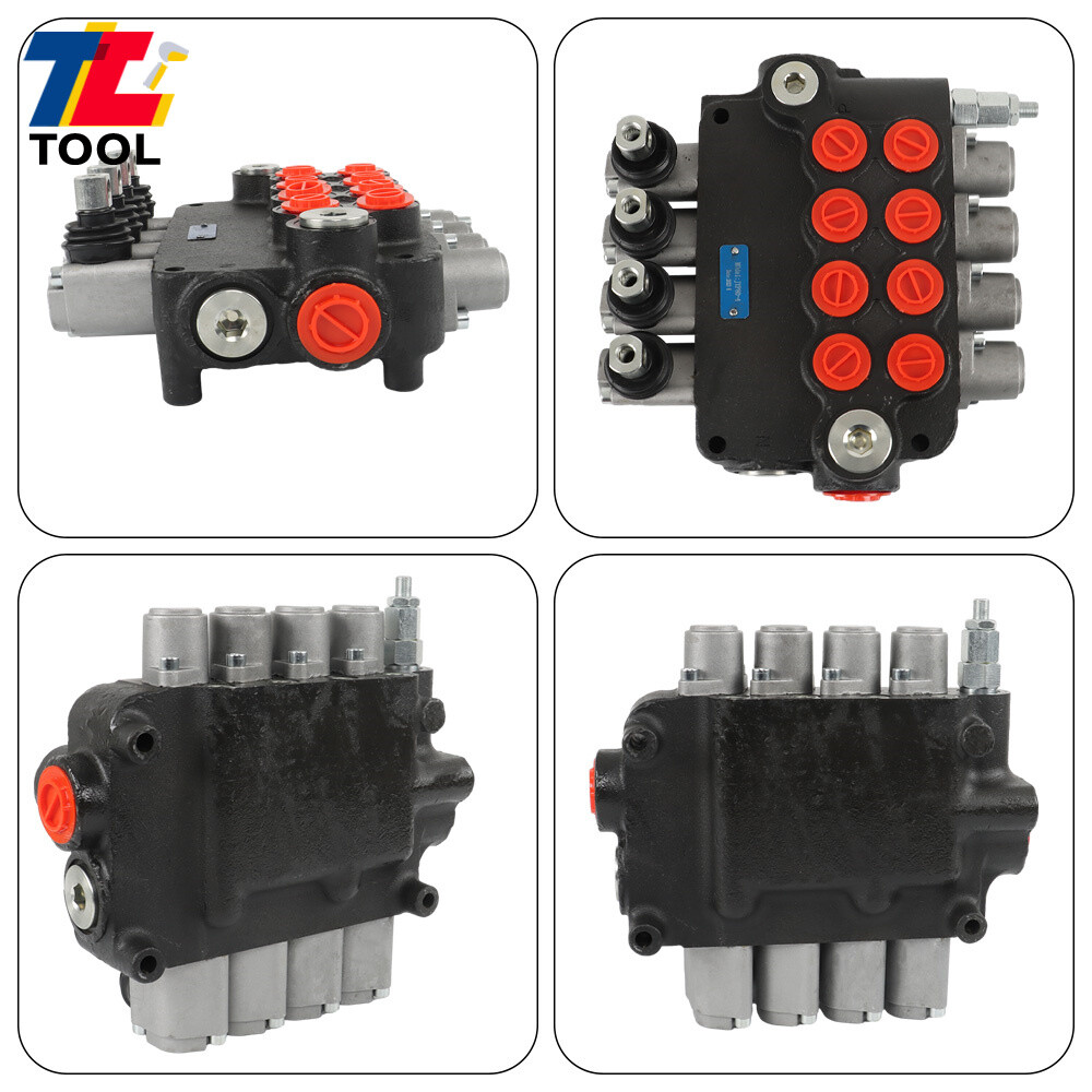4 Spool 21 GPM 3600 PSI Hydraulic Control Valve Double Acting SAE Ports