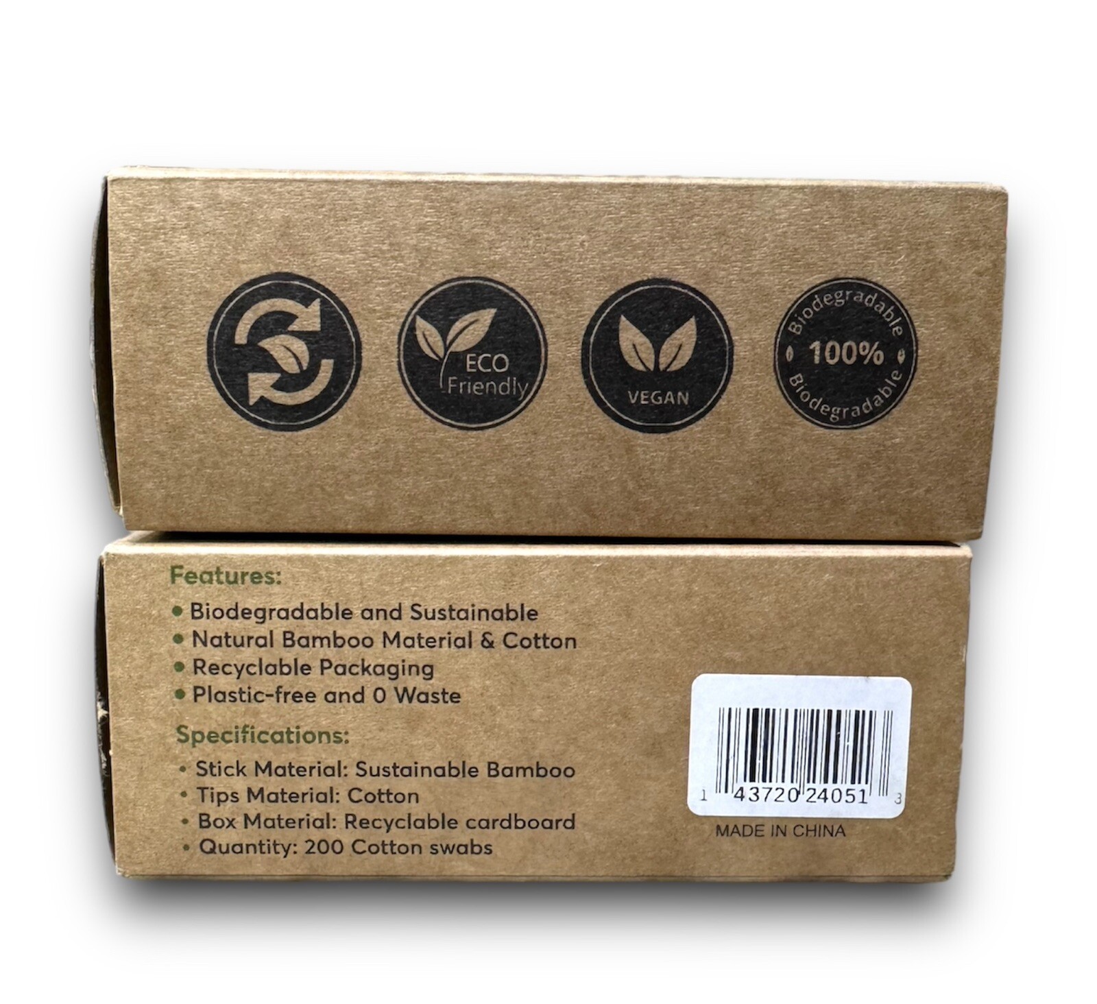 Bamboo Qtips Cotton Buds with Wooden Sticks QTips for Ears Swabs 2 Box 400 Count