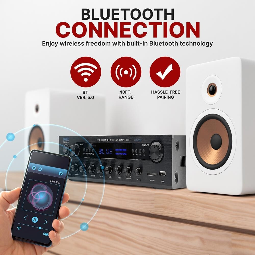 Pyle 400 Watt Power Bluetooth Stereo Amplifier Receiver w/ Digital LED Display