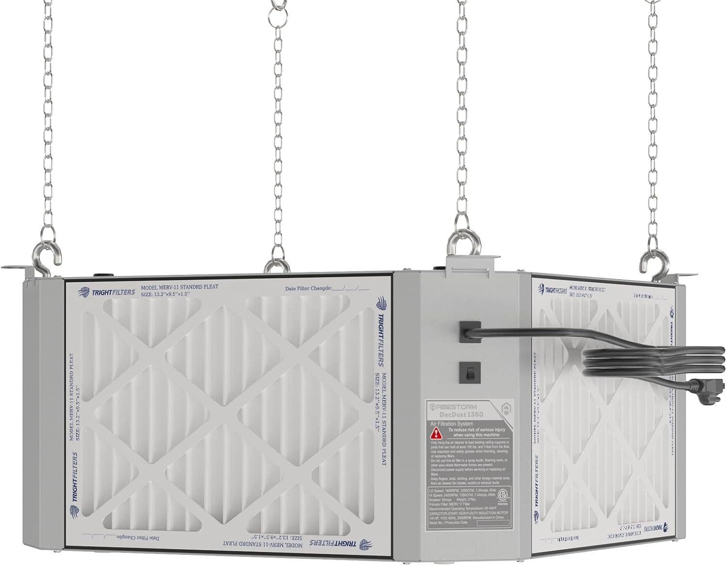 360 Degree Intake Air Filtration System Woodworking 1350 CFM Hanging Air Filter,