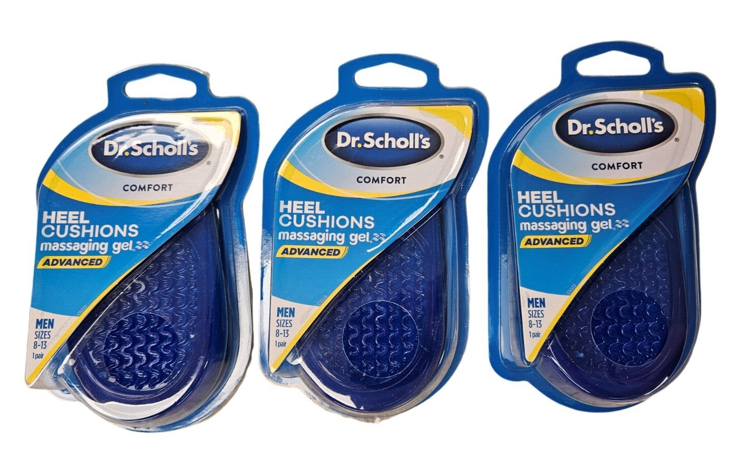 Dr. Scholls MEN Gel HEEL Cushion Insoles Massaging ( 3 pairs )
