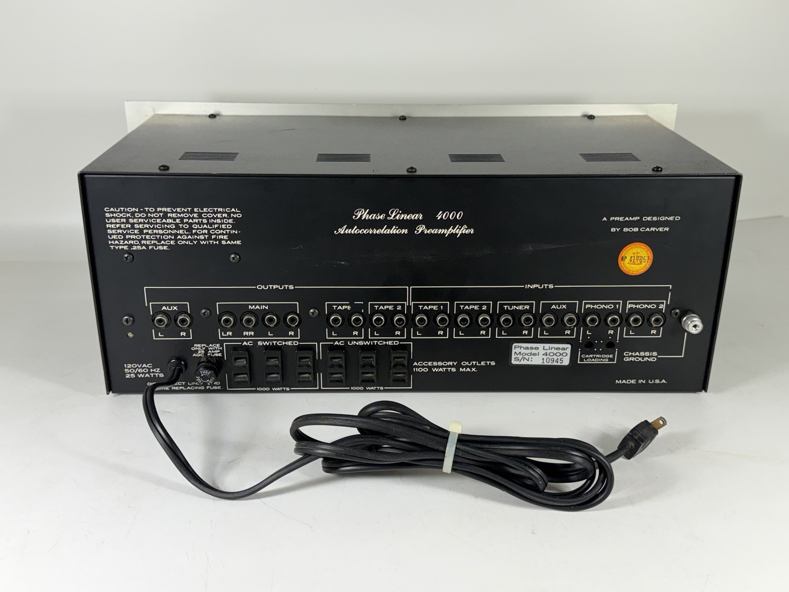 Vintage 1970s Phase Linear 4000 Audio Control Console - Power On / Need Repair