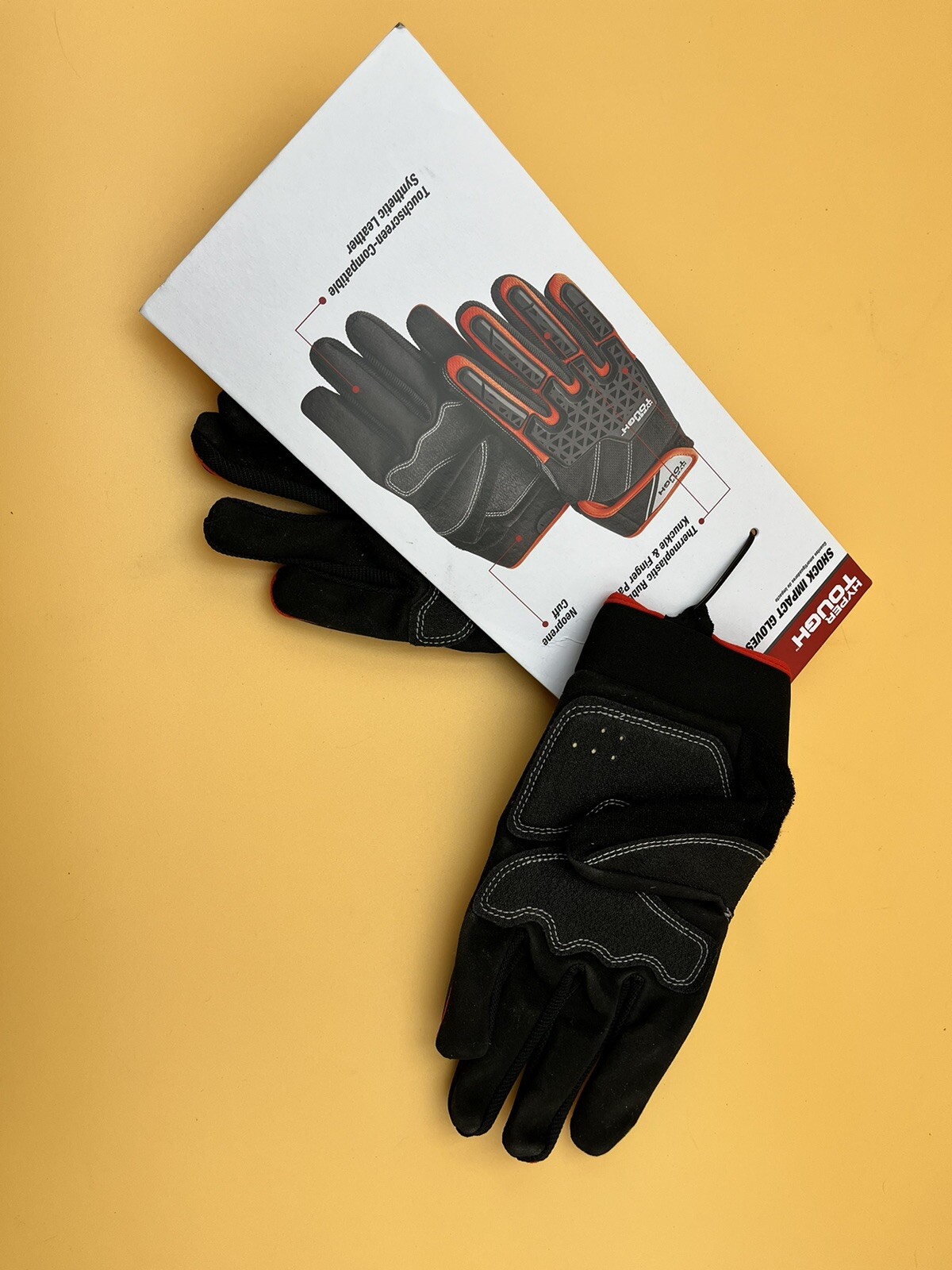 Hyper Tough Impact Multi Purpose Work Glove Red/Black Size Large - NEW