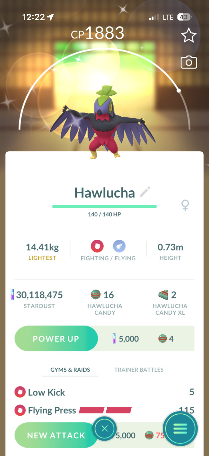 AMAZING! ✨ SHINY REGIONAL HAWLUCHA!!! ✨ - PKMN GO!!! - NON REGISTERED!!!