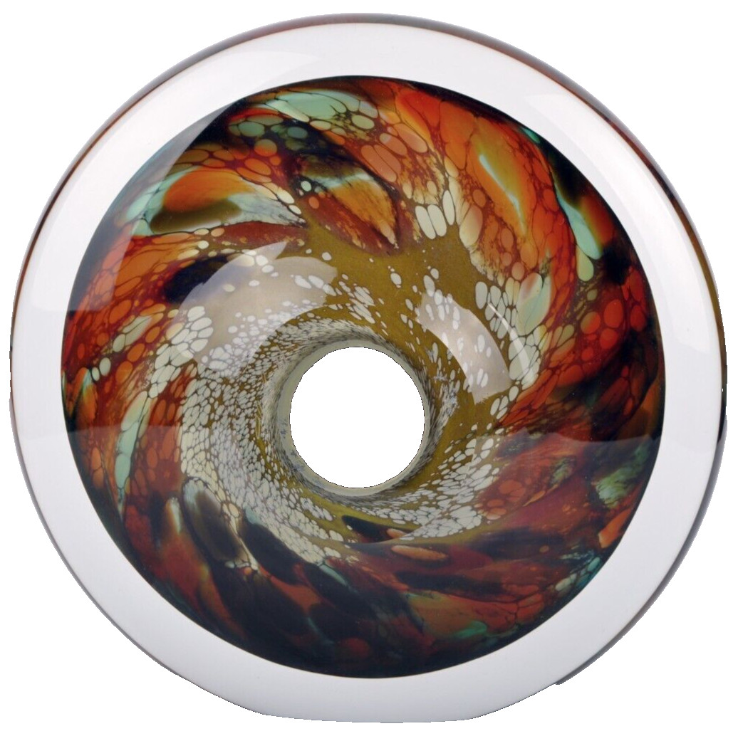 MERIDIAN STREET Art Glass Irish Gold Large Disk Hand Blown by John McDonald New