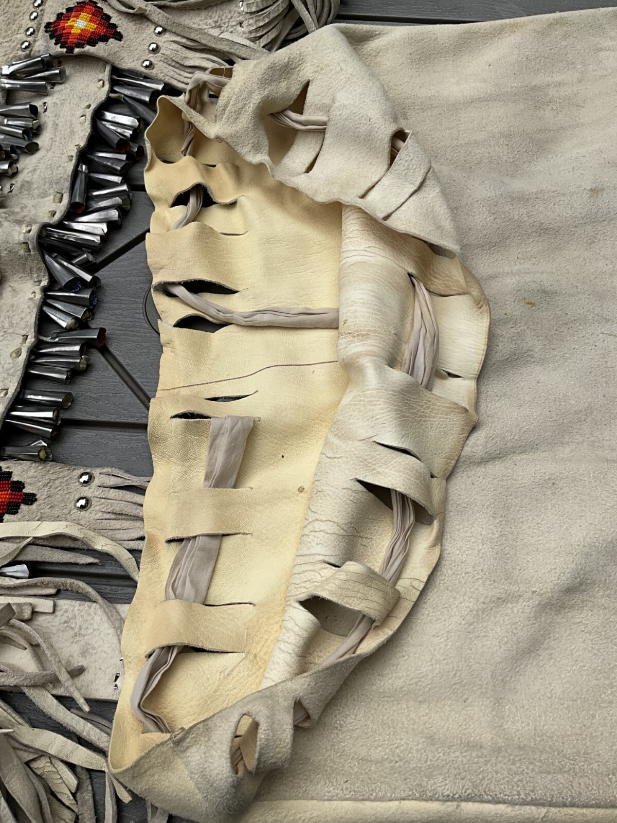 Vintage? Native American Apache Beaded Leather Dress With Tin Cones