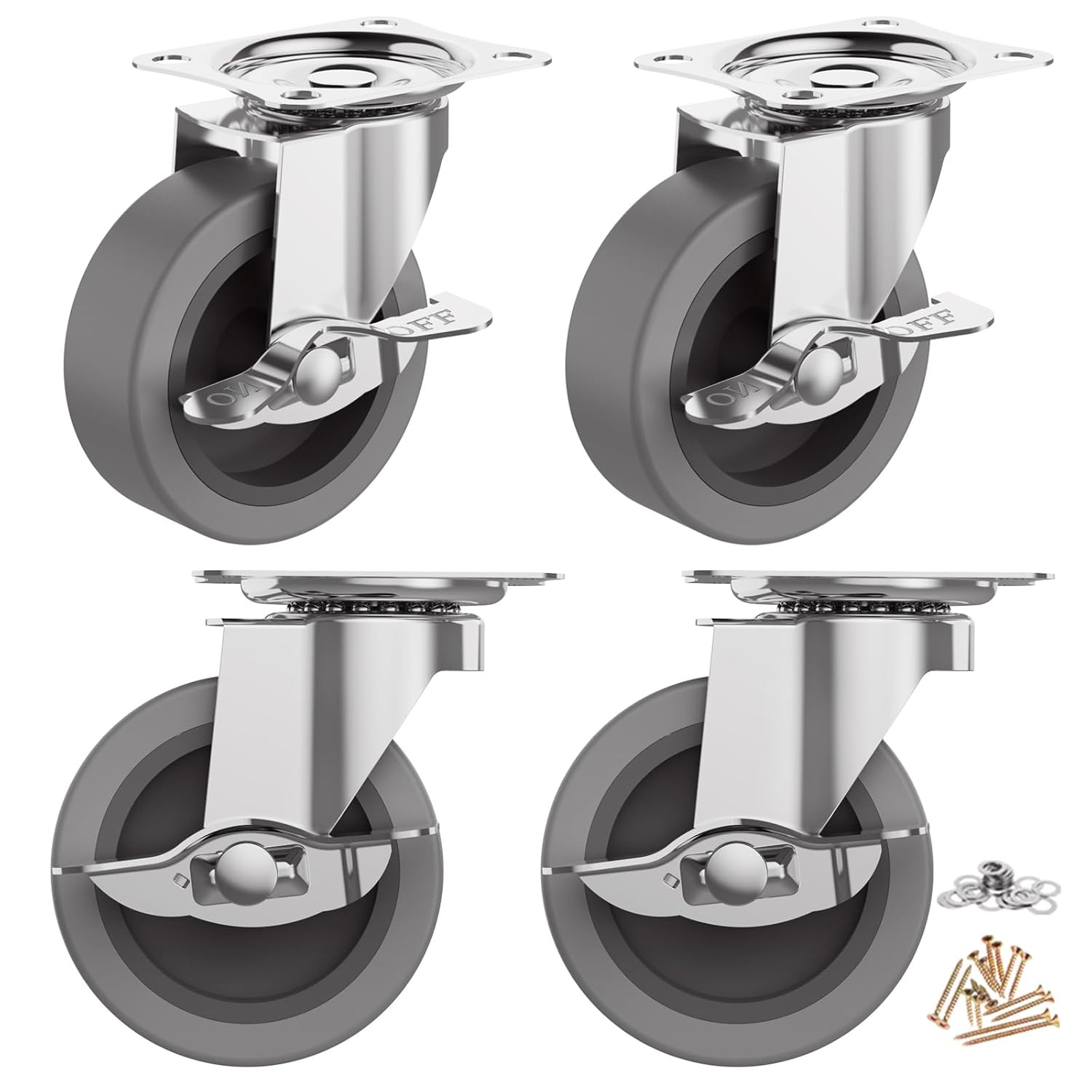 3 Inch Caster Wheels, Casters Set of 4, Heavy Duty Caster with Brake, Locking Ca