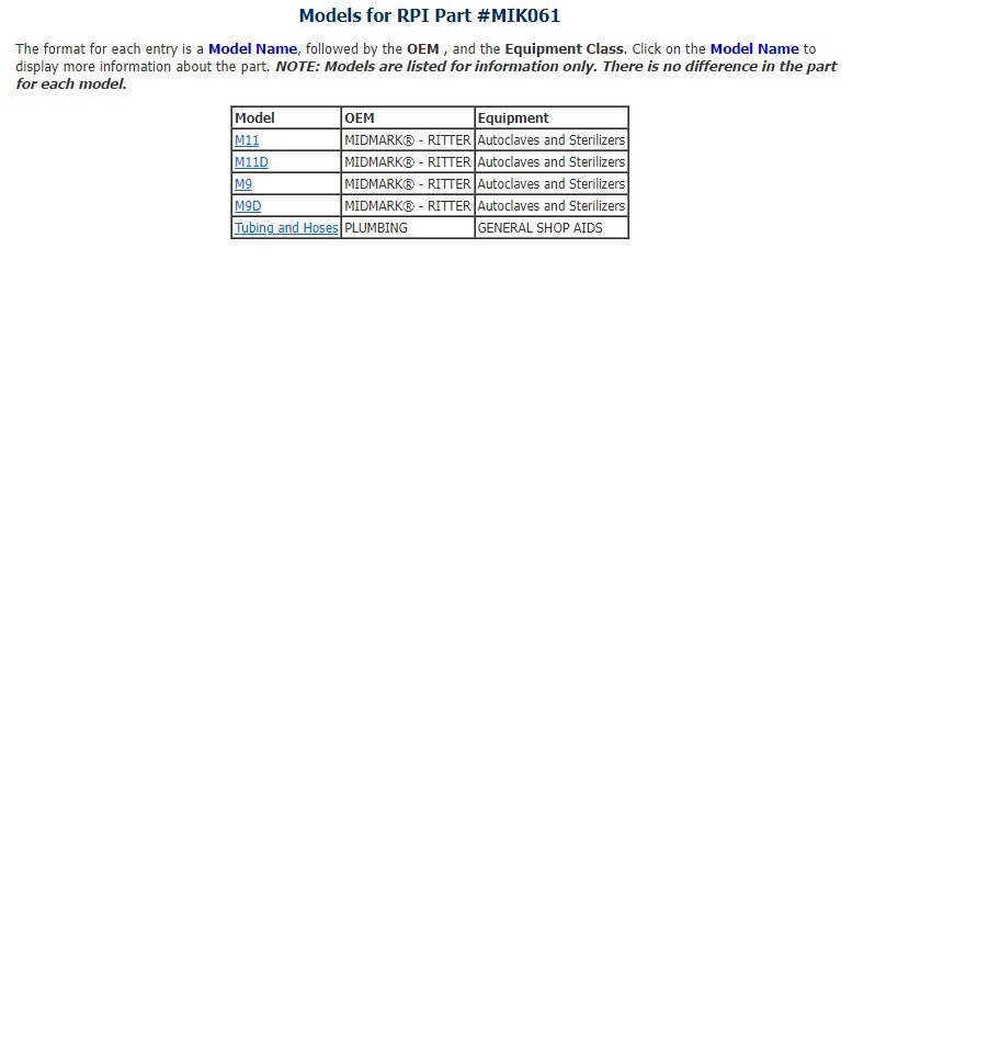 Drain Hose Kit for most old Midmark Ritter MIK061