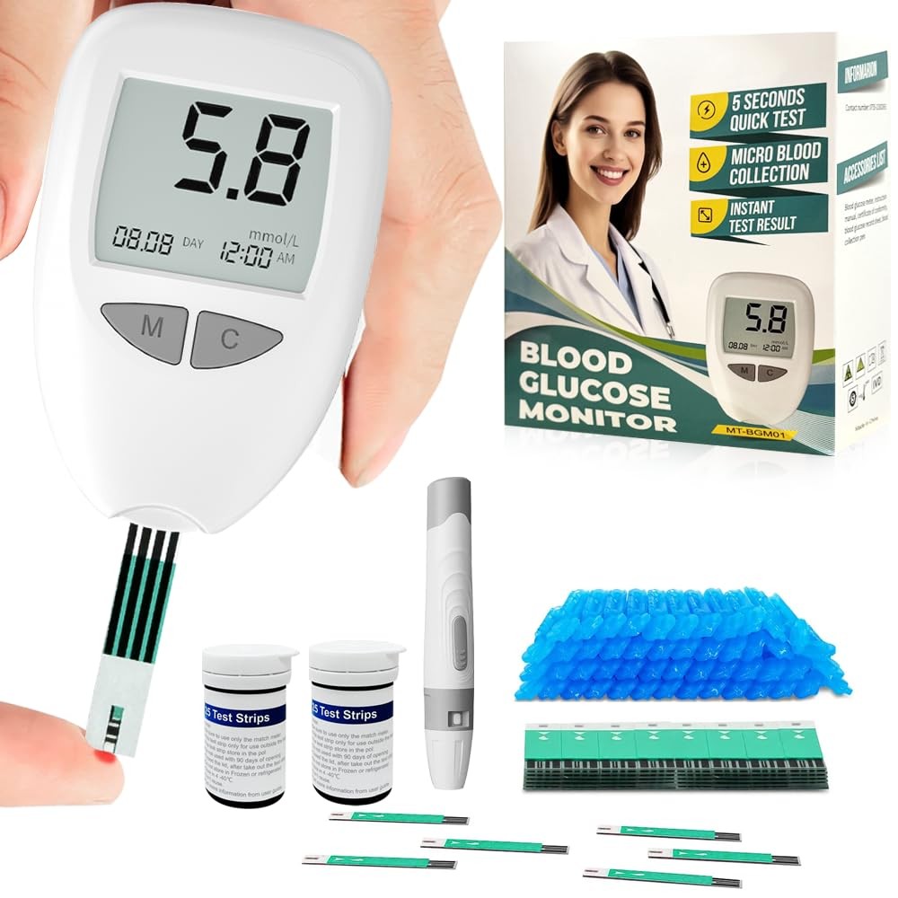 Glucose Monitor Kit, Blood Sugar Monitor,50 Test Strips &50 Lancets for Diabetes