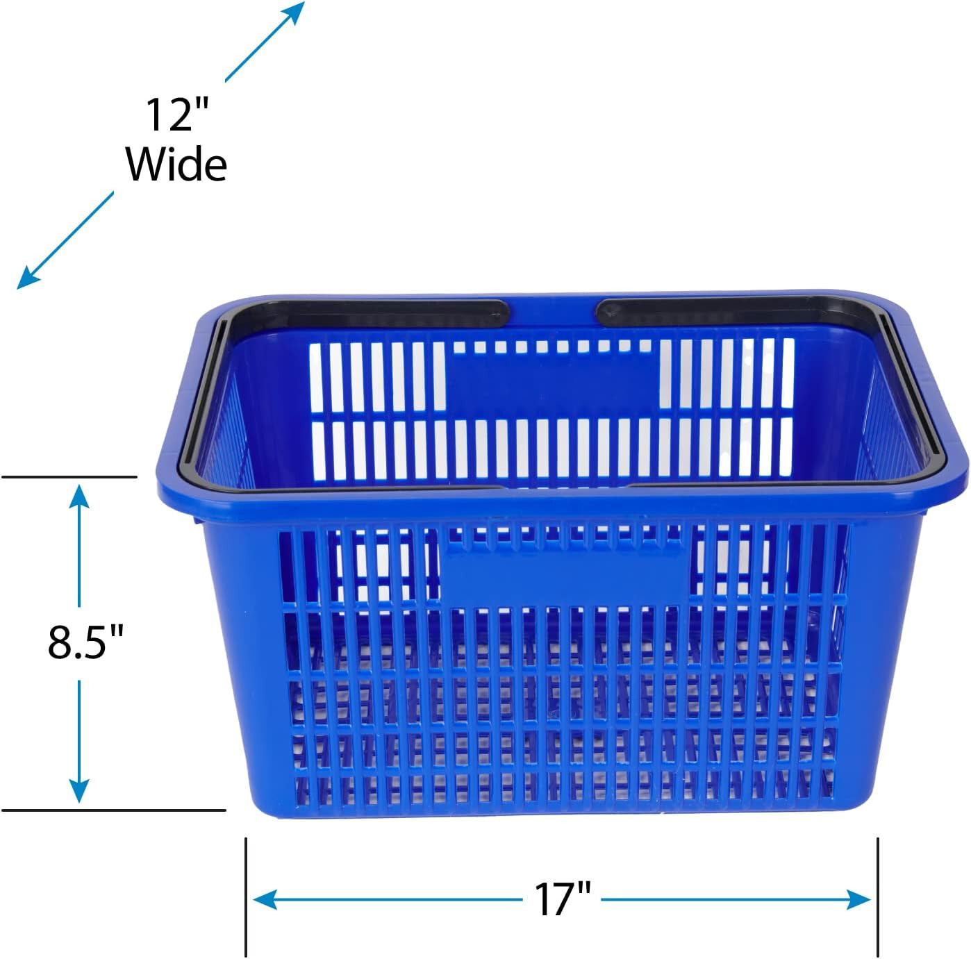 Blue Shopping Basket Plastic Retail Merchandise 12" x 17" Supermarket Handles