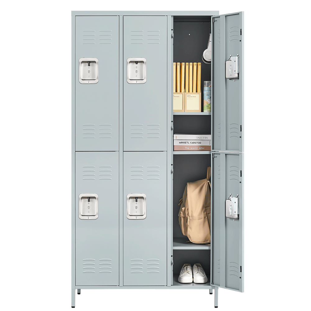 Metal Lockers with 6 Doors Steel Locker Storage Cabinet for Office School Gym