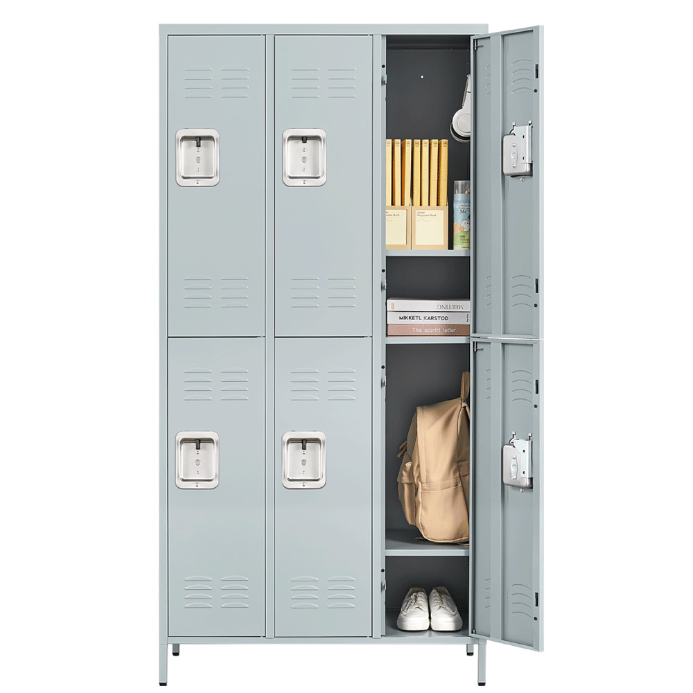 Metal Lockers with 6 Doors Steel Locker Storage Cabinet for Office School Gym