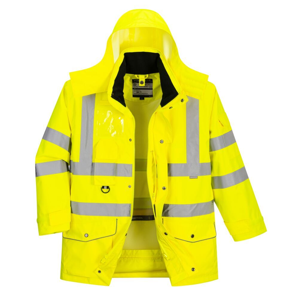 Portwest US427 Hi-Vis Reflective Waterproof 7 in 1 Safety Work Jacket ANSI