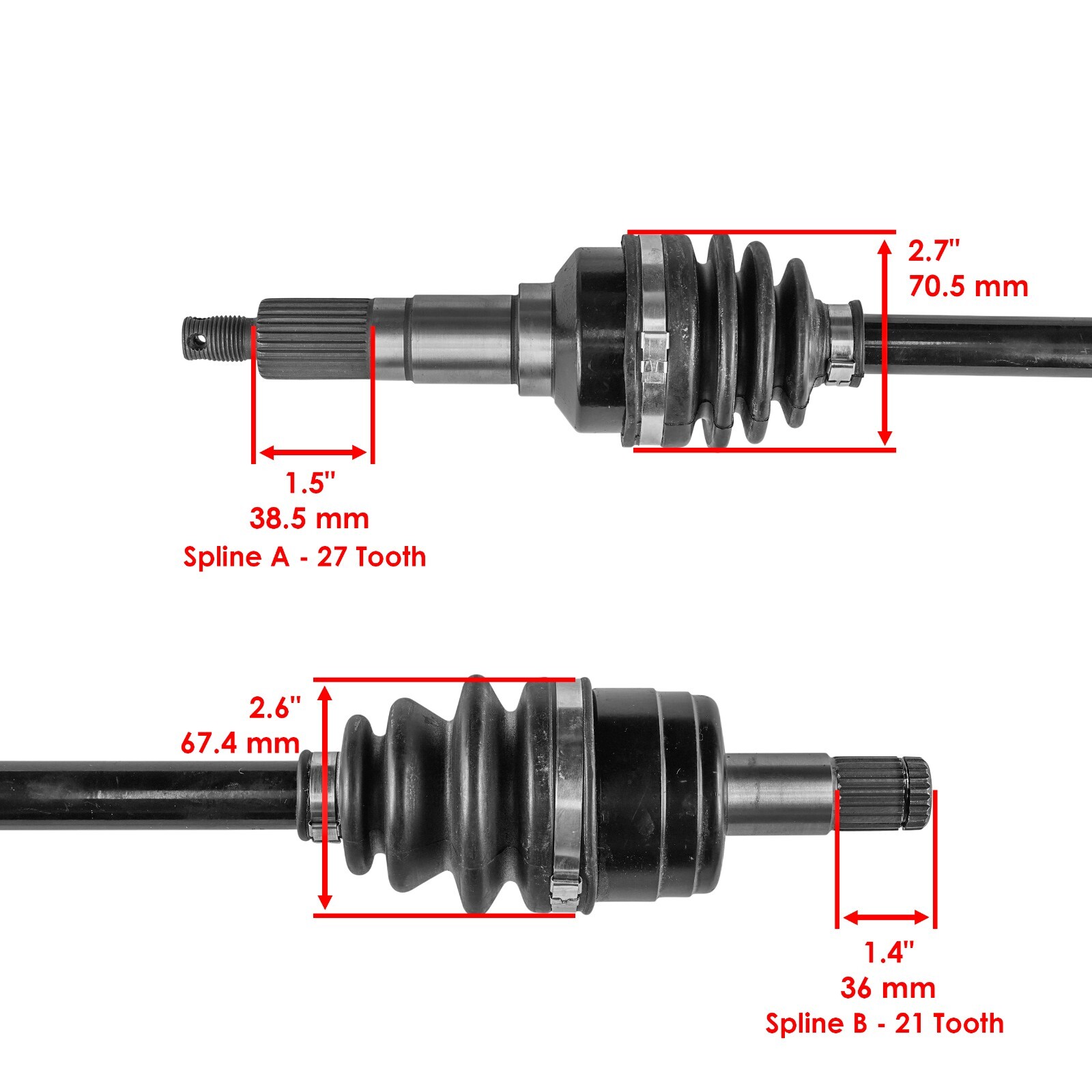 Front Right And Left CV Joint Axles for Yamaha Big Bear 400 YFM400F 4X4 2002-06