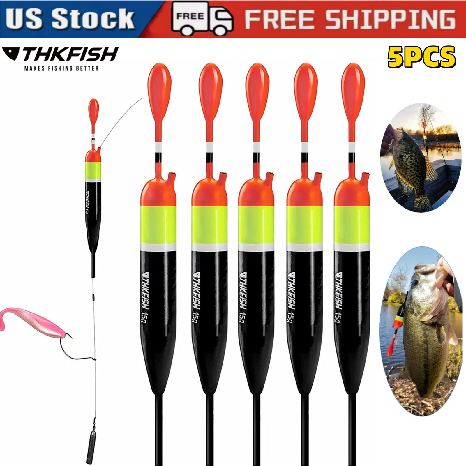 5pcs Fishing Floats and Bobbers Wood Slip Bobbers for Fishing Balsa Floats 5-15G