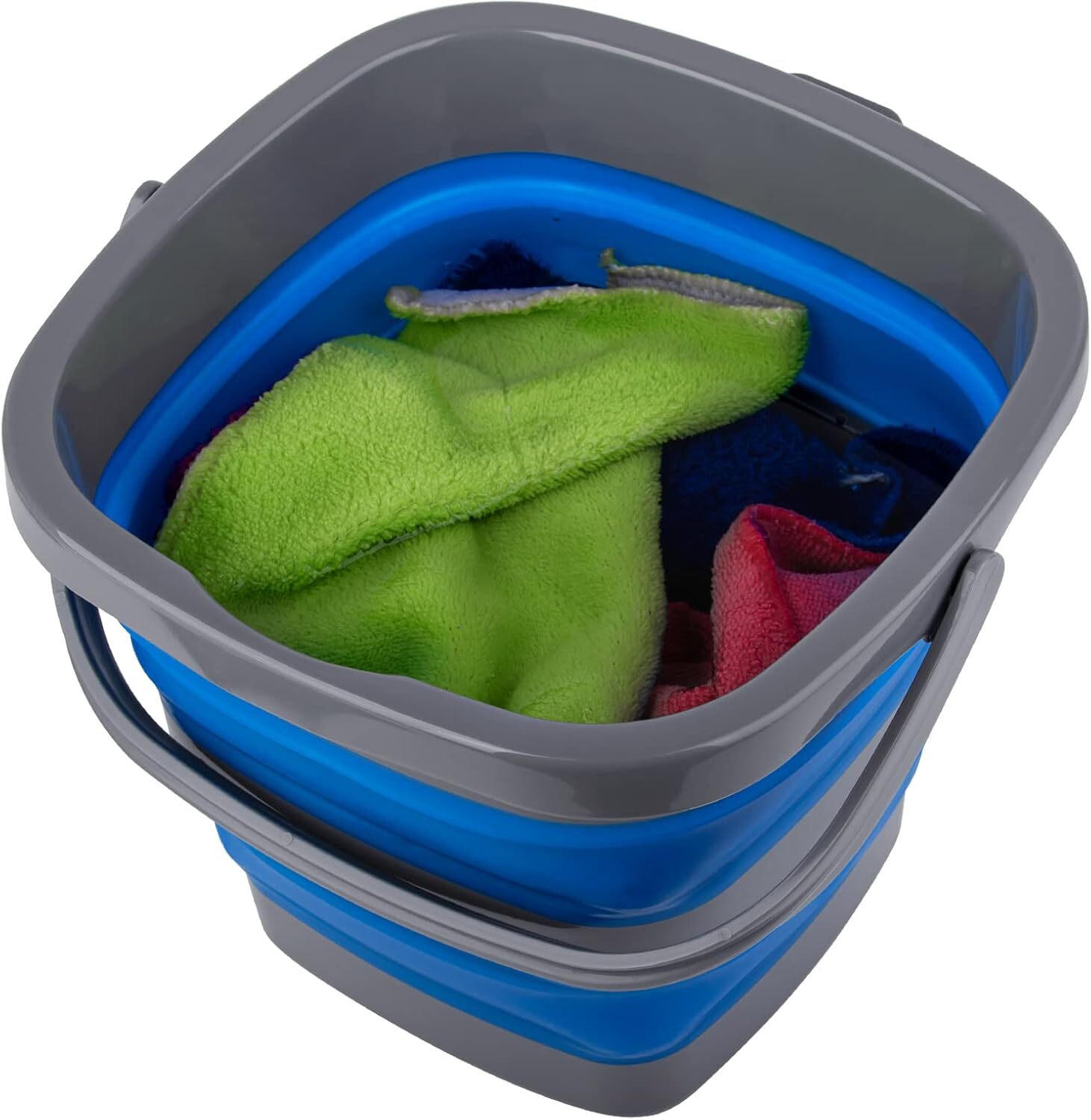 2 Pack Collapsible Plastic Buckets 5L Foldable Rectangular Water Pail Portable