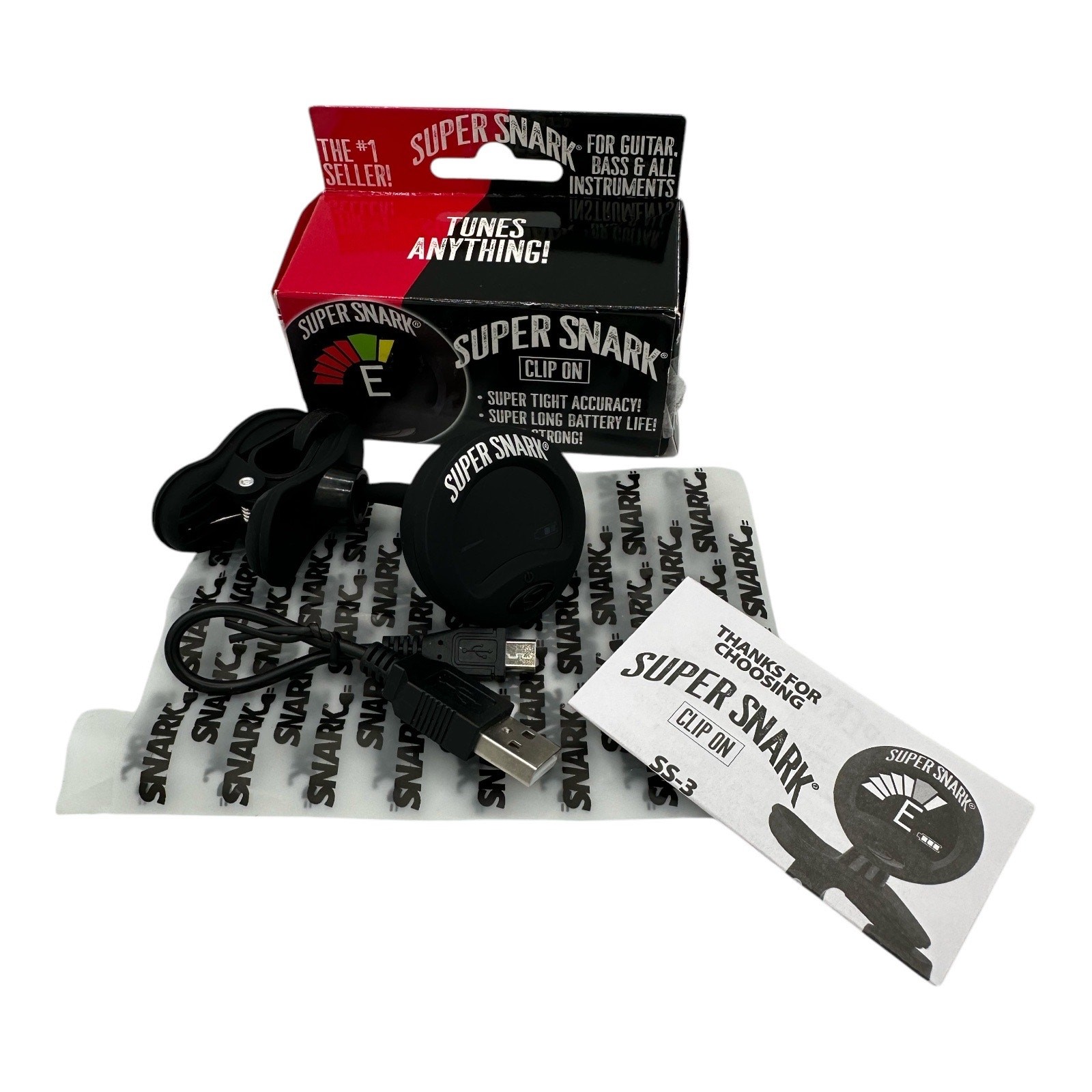 SNARK Super Snark 3 Clip-On Tuner SS-3 Black Guitar Bass Tuner Open Box