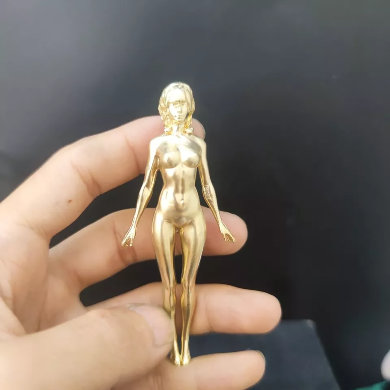 3.5" Solid Brass Girl Nude Female Body Beautiful Statue Body Art Hand Grip