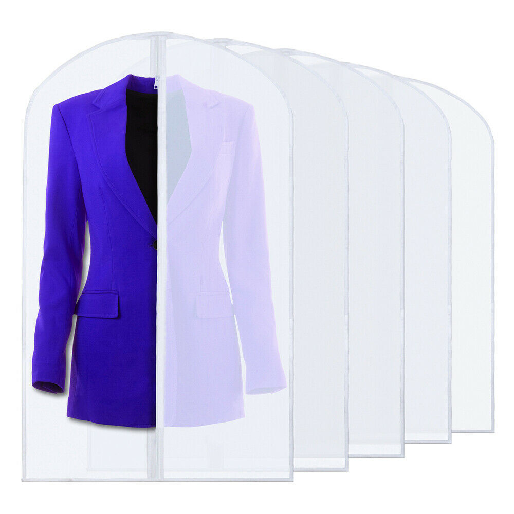 5pcs Clothes Coat Protect Garment Cover Bags Suit Storage Bags Zipper Dress NEW