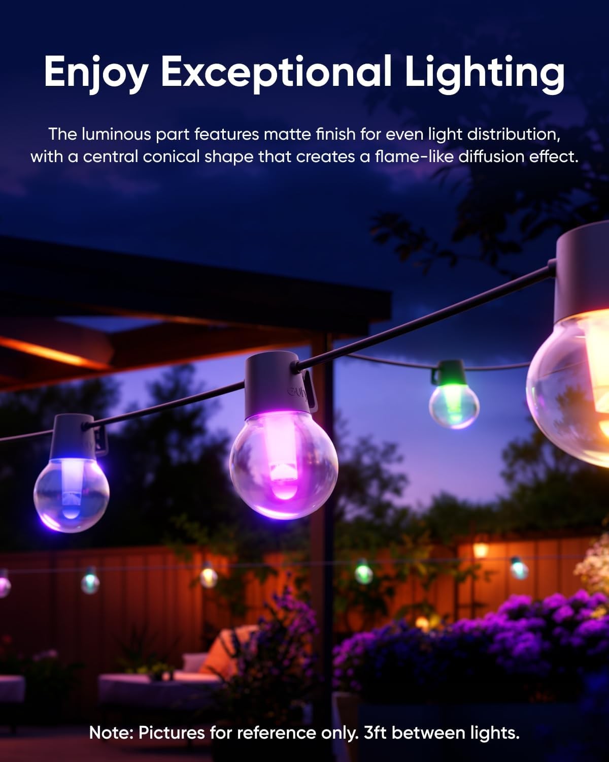 eufy Outdoor String Lights E10 96ft 30 Smart RGBWW LED Bulb IP65 Christmas Party