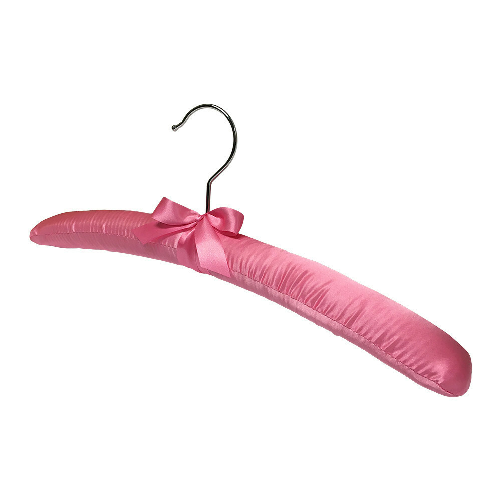 6 PCS 15" Pink Satin Padded Hangers Dress Lingerie Bridal Cloth Hanging