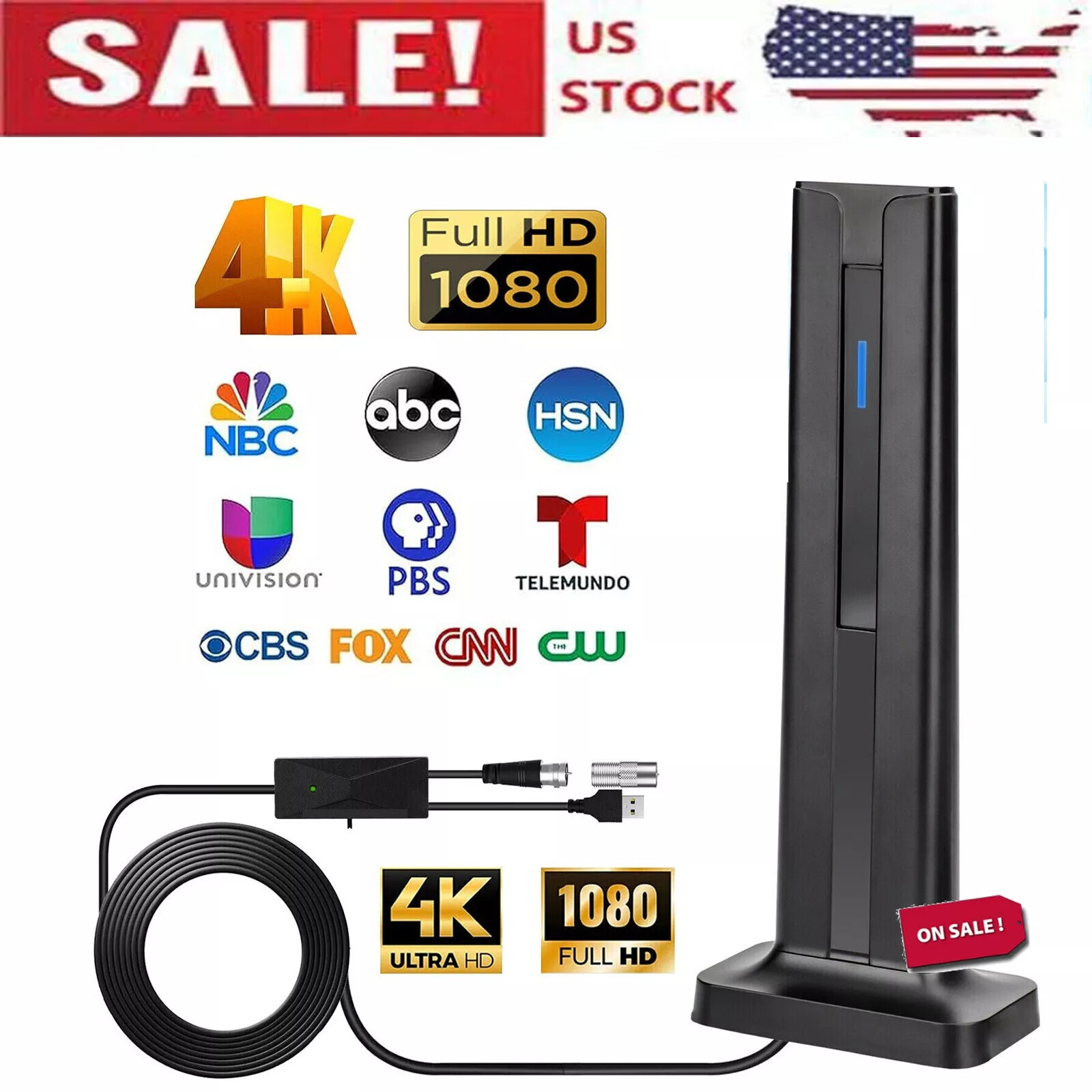 6000 Miles Upgraded TV Antenna Digital HD Antena Indoor HDTV 1080P 4K Long Range