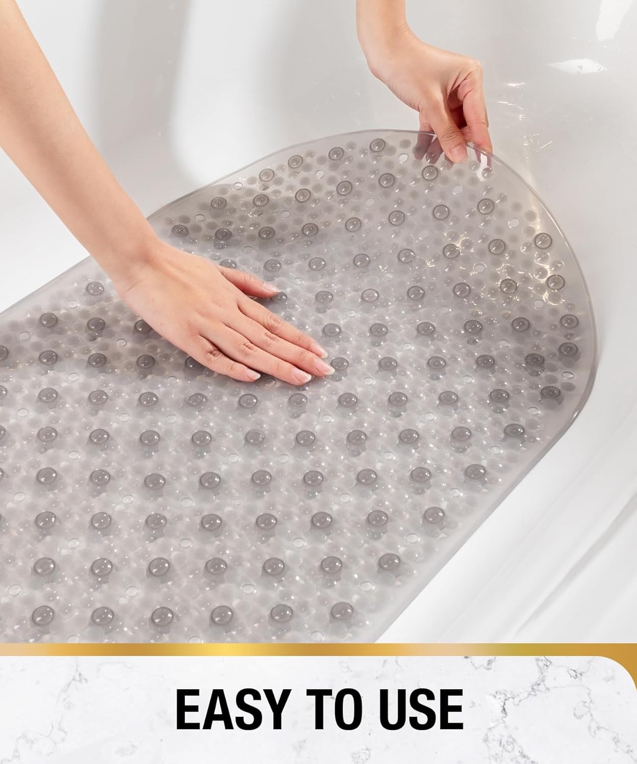 Oval Bathtub Mat Non Slip, 27x15 Inch Bubble Bath Tub Mat for Bathroom, Machine