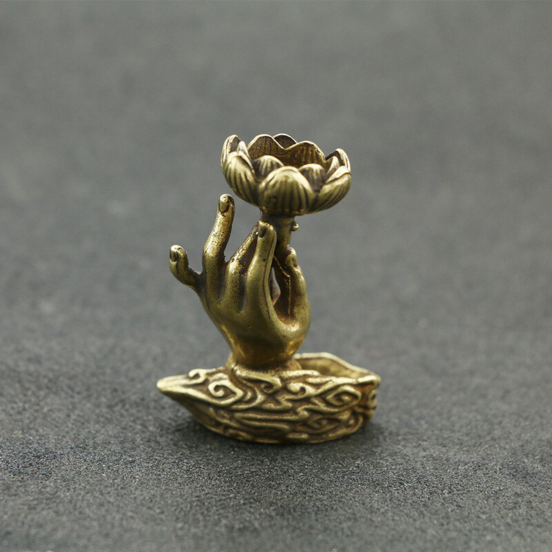 Vintage Brass Mini Backflow Incense Burner Holder Statue Censer Home Decor