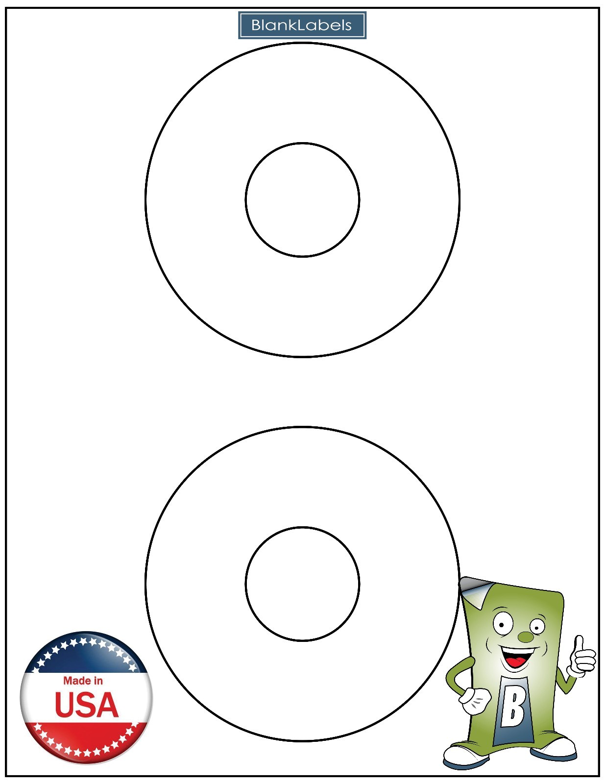 CD / DVD Labels Fits Template Size 5824 Laser Ink Jet Blank White Matte Sheets