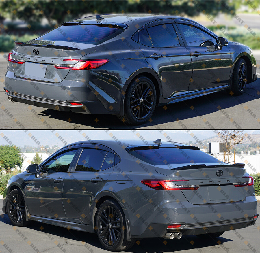 For 2025 Toyota Camry Black Trim Door Window Visor + Rear Roof Spoiler Deflector