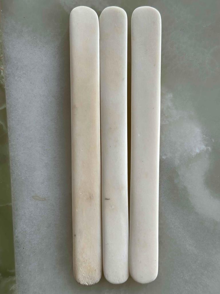 Vintage Beer Foam Scraper Appears To Maybe Be Bone/Wood ? Lot of 3