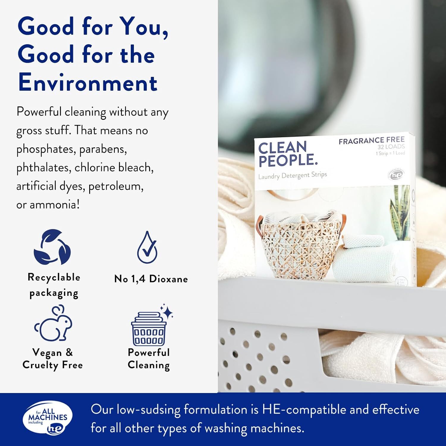 Clean People Laundry Detergent Sheets- Recyclable Packaging, Hypoallergenic, Sta