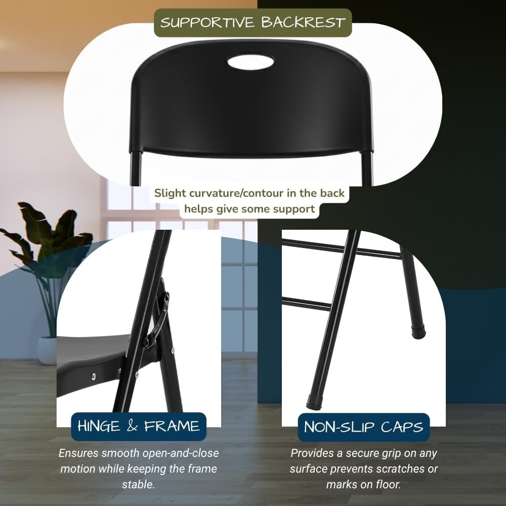 Heavy Duty Plastic Folding Chair for Events, Party, Wedding - 450lb Weight Limit