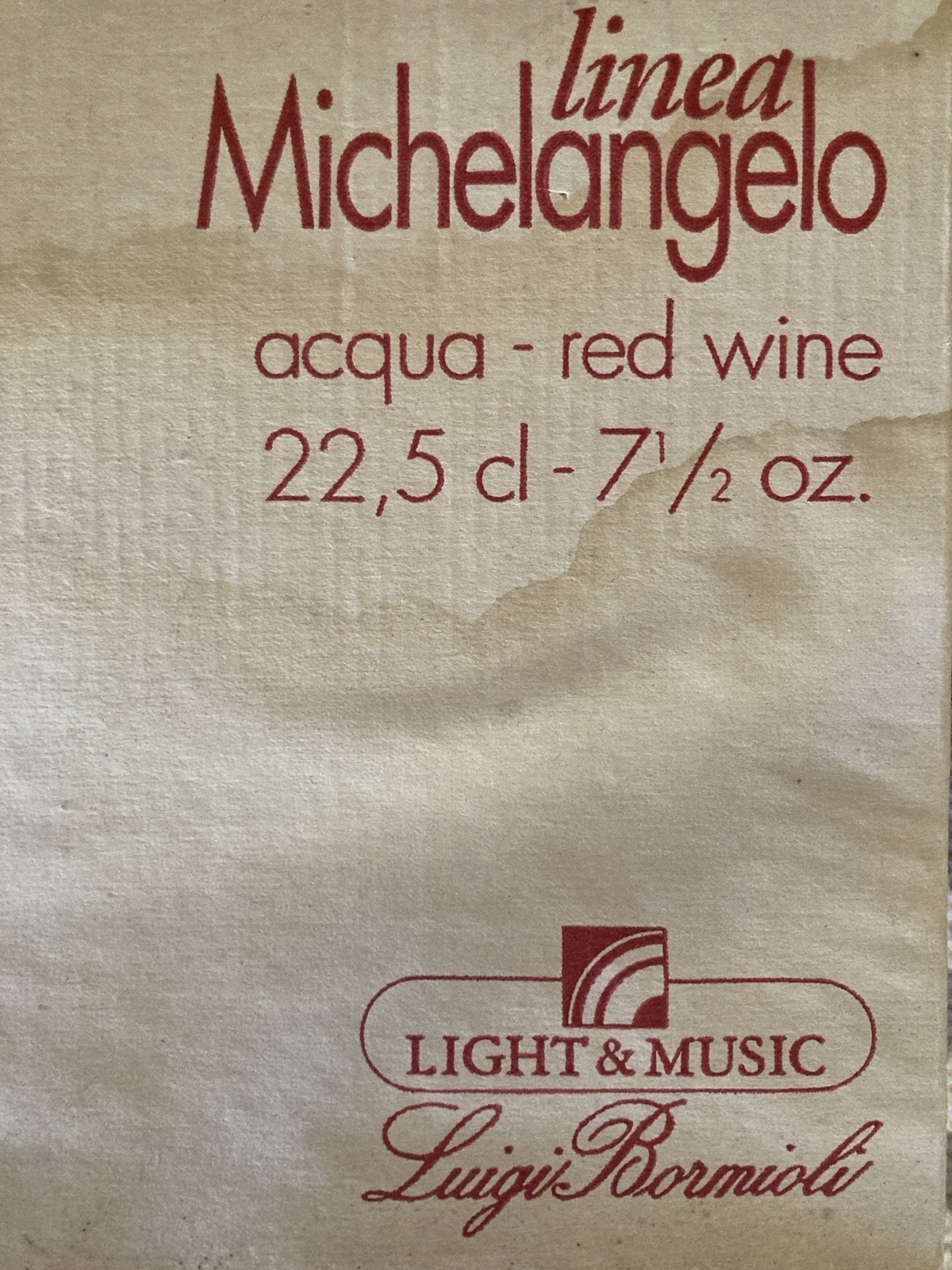 Vintage Luigi Bormioli Light & Music Michelangelo Red Wine Glasses Set of 6