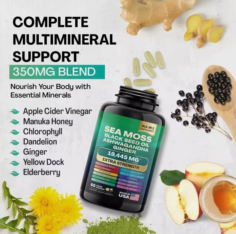 Sea Moss & Shilajit (Black Seed Oil, Turmeric, Ashwagandha, Ginger, Vitamin D