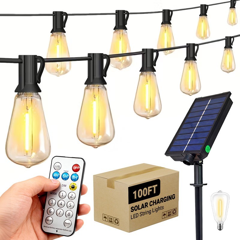 ST38 LED Outdoor Solar Powered String Lights for Patio Yard Porch Party Decor