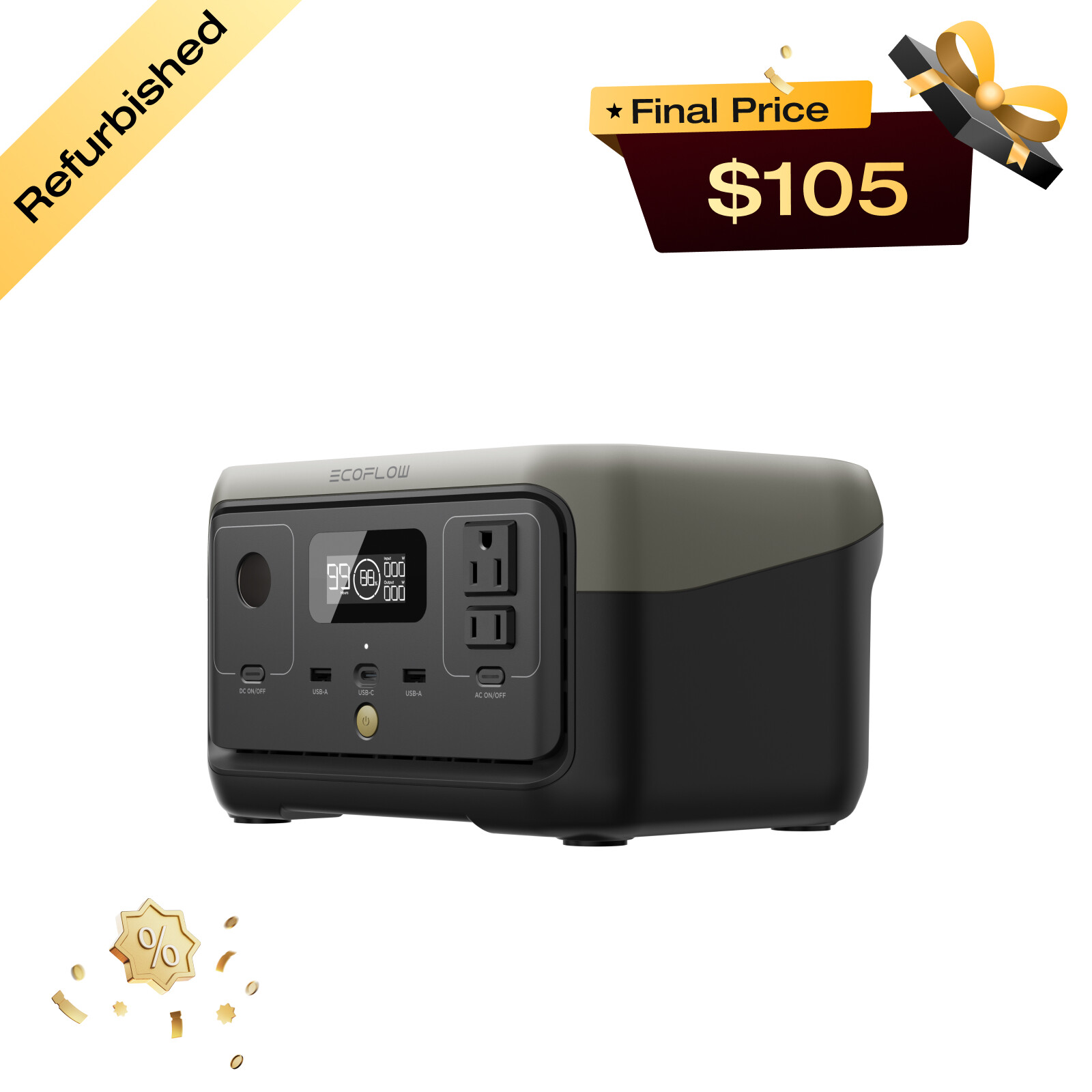 EcoFlow RIVER 2 Portable Power Station 256Wh Generator LFP Certified Refurbished