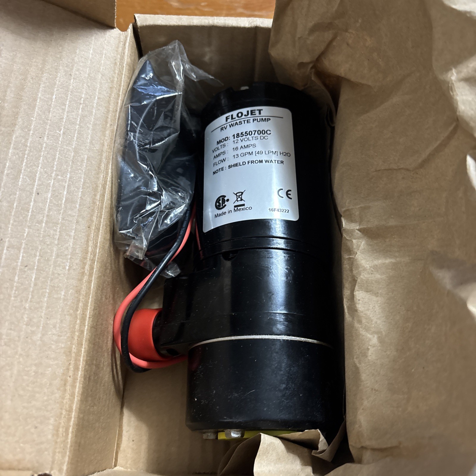 Flojet Xylem RV Waste Pump 12V #18550700C Self Priming NEW In BOX