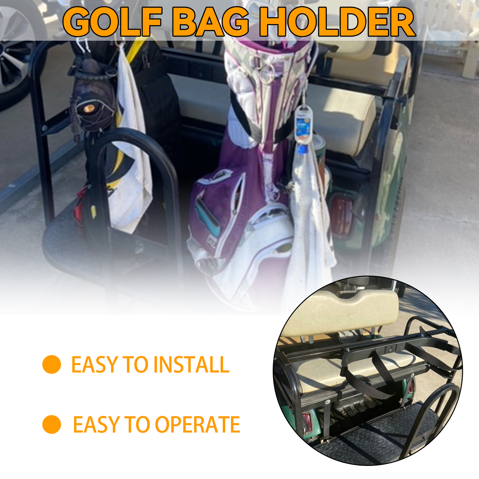 Universal Golf Bag Holder Bracket Attachment Cart Rear For EZGO Club Car Yamaha