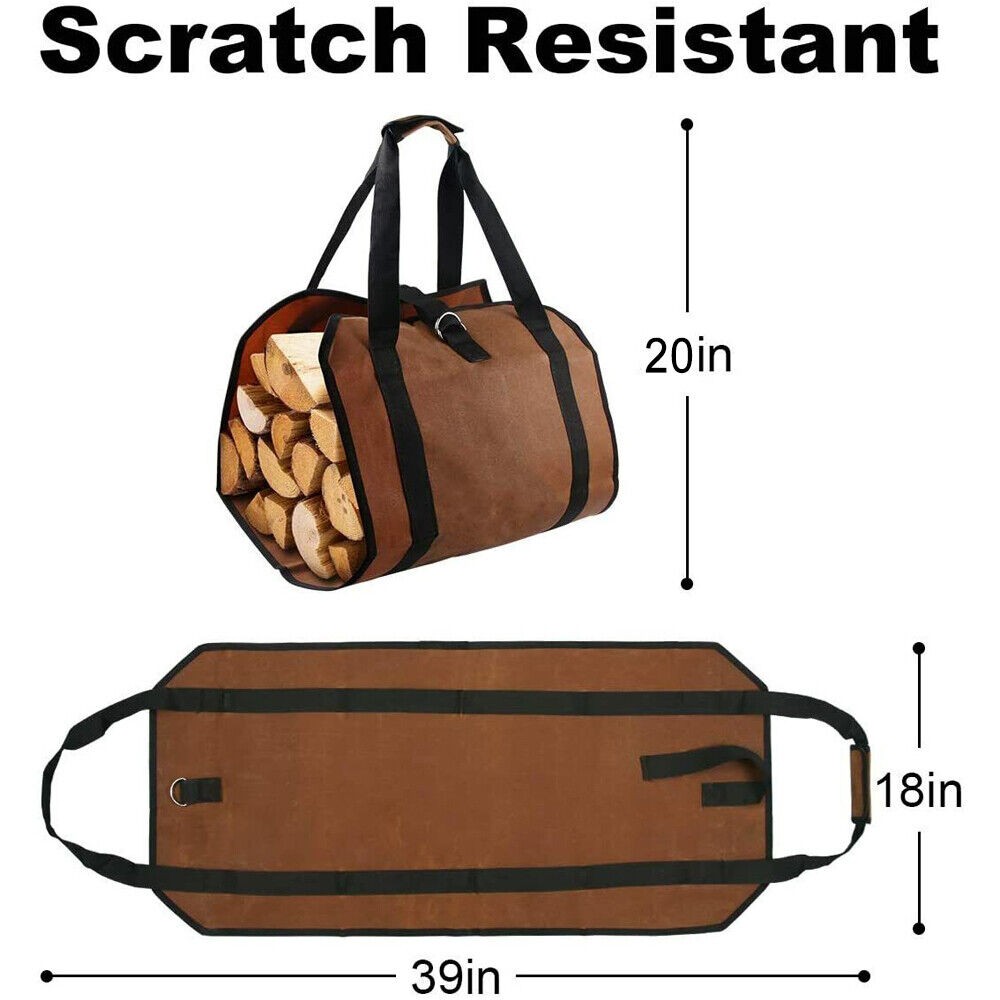 Firewood Log Carrier Bag Heavy Duty Holder Tote Bag Outdoor Camping