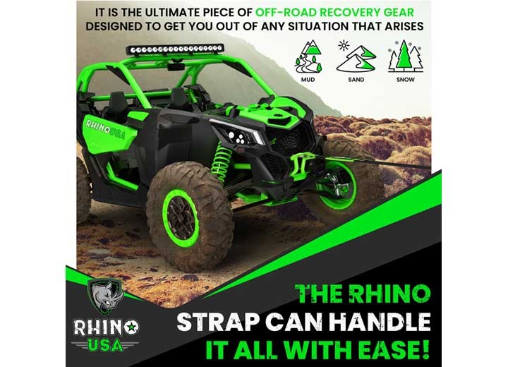 Rhino USA RG-TS3X20-GRN Recovery Tow Strap 3" x 20' Green