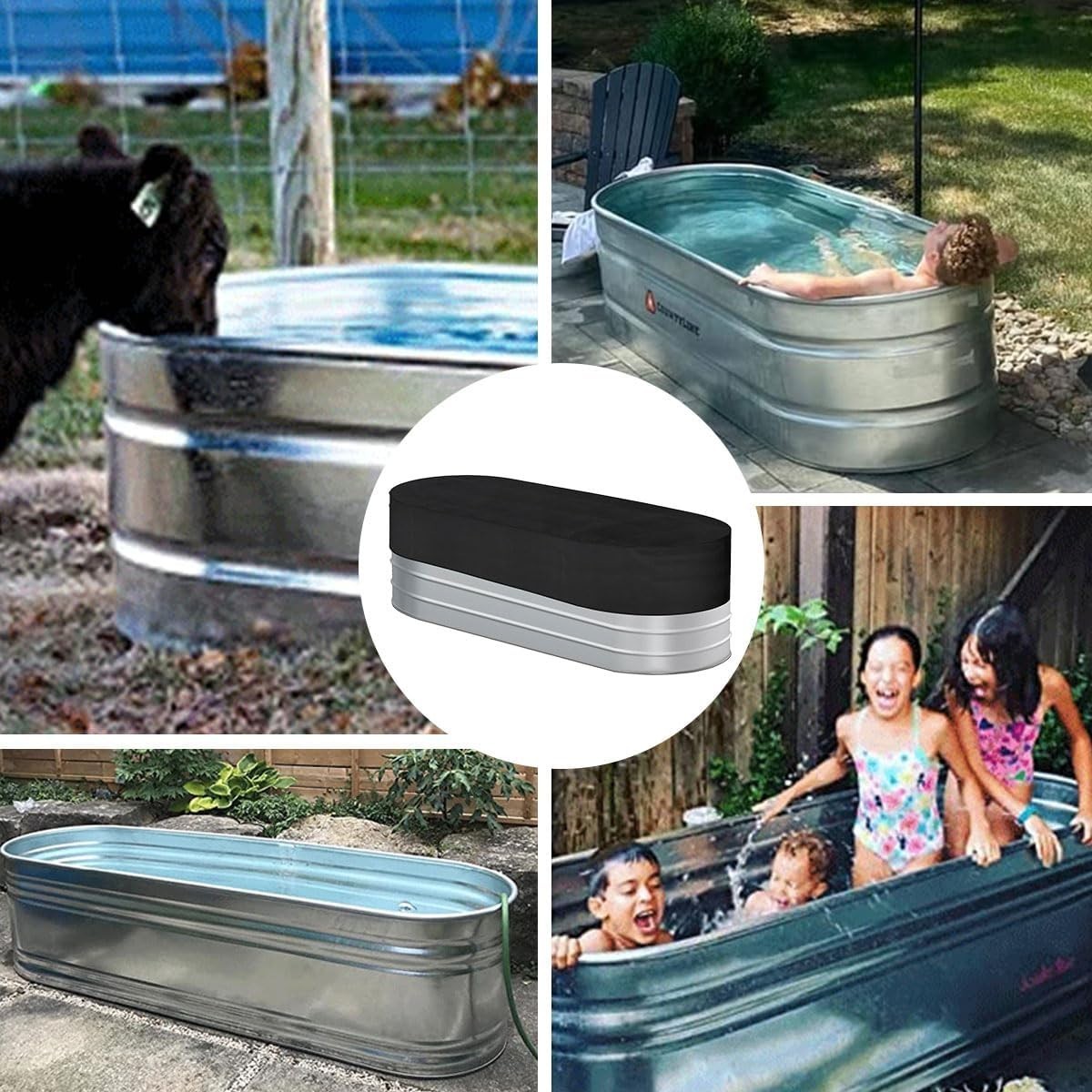6Ft Stock Tank Horse Trough Cover, Water Trough Cold Plunge Insulated Cover for