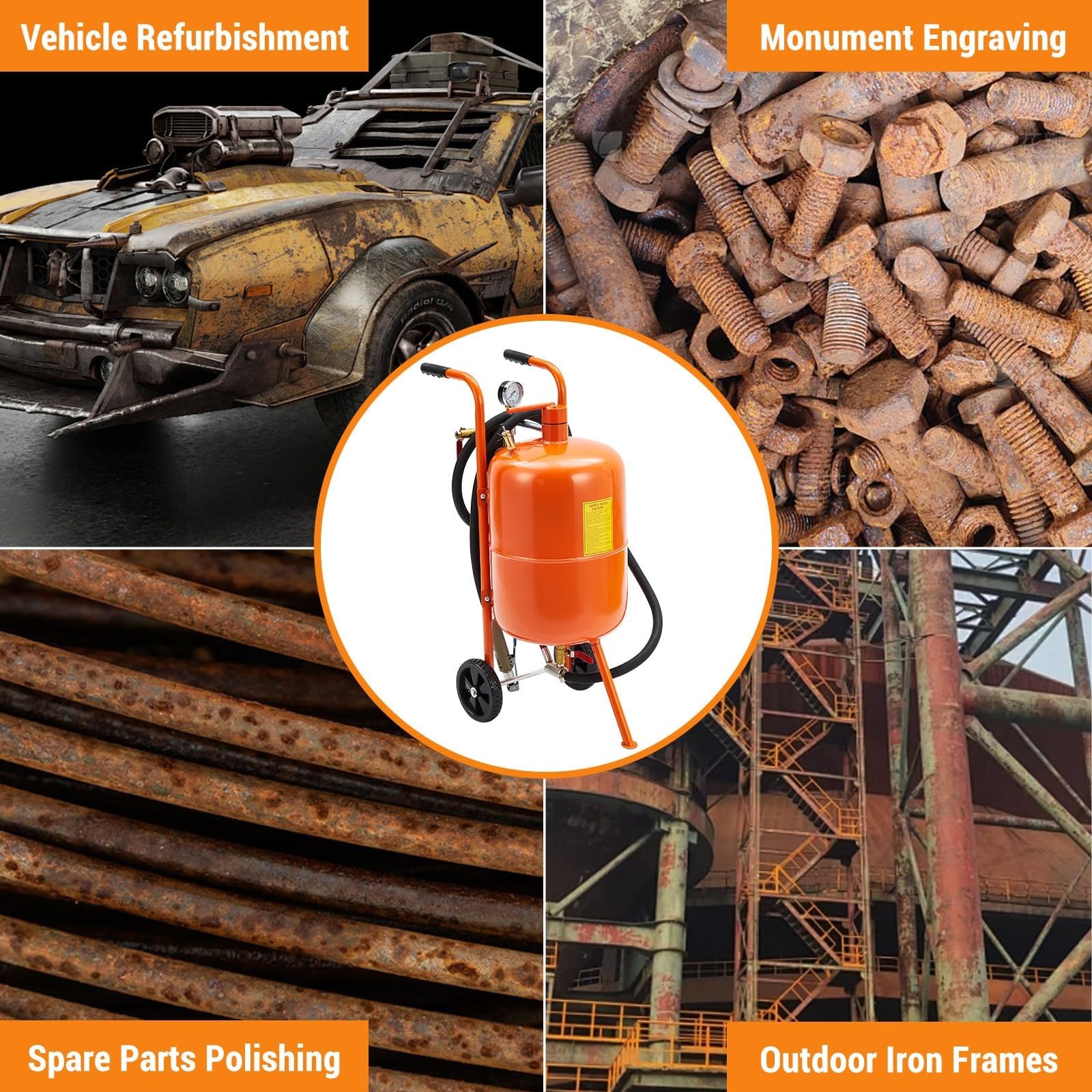 10Gallon Sandblaster 125PSI Pressure Air Sand Blasting Portable Abrasive Blaster