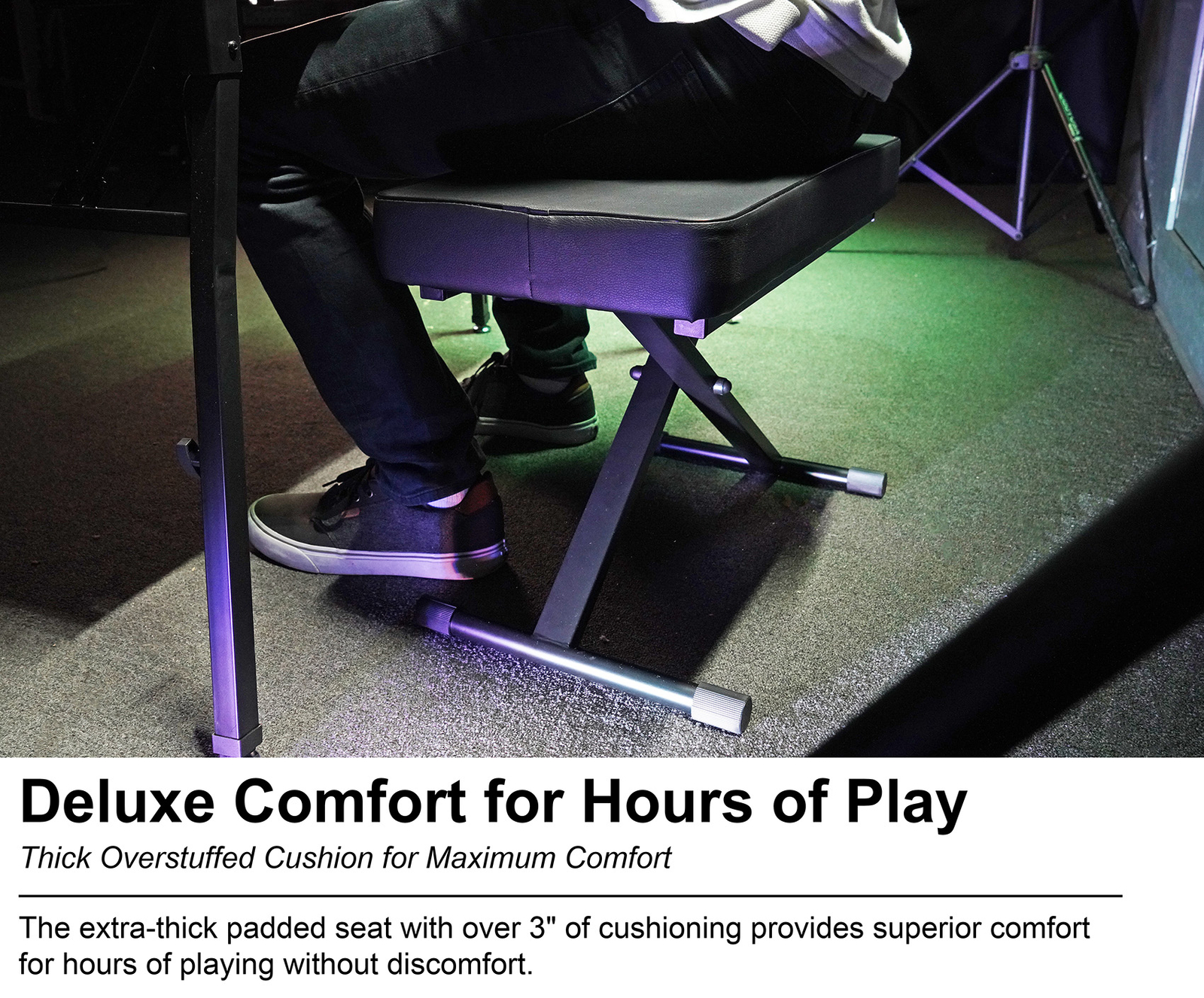 Rockville RKB61 V2 Extra Thick Padded Foldable Keyboard Bench w/ Quick-Release