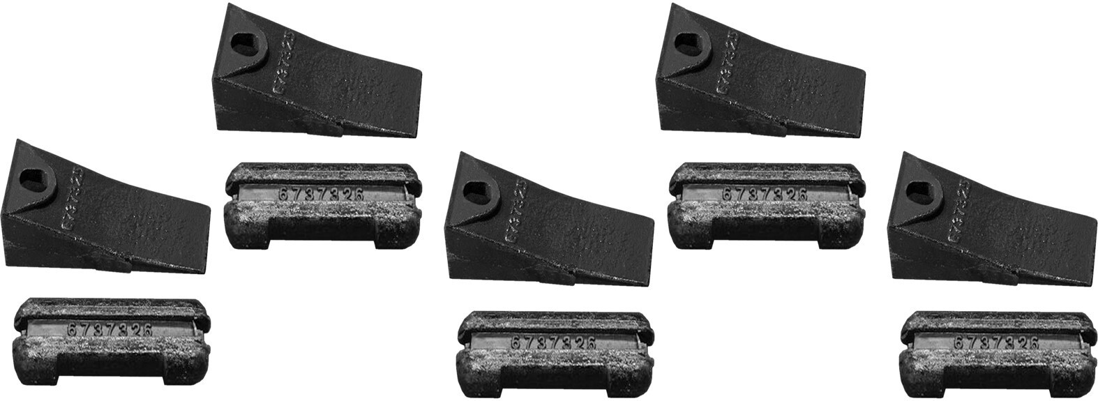 5-Pack 6737325 Bucket Teeth + 6737326 Flex Pins | Heavy Duty | Price Per Pack