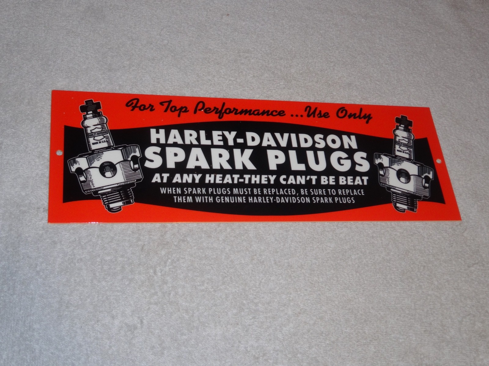 VINTAGE HARLEY DAVIDSON MOTORCYCLE SPARK PLUG PORCELAIN METAL GASOLINE OIL SIGN!